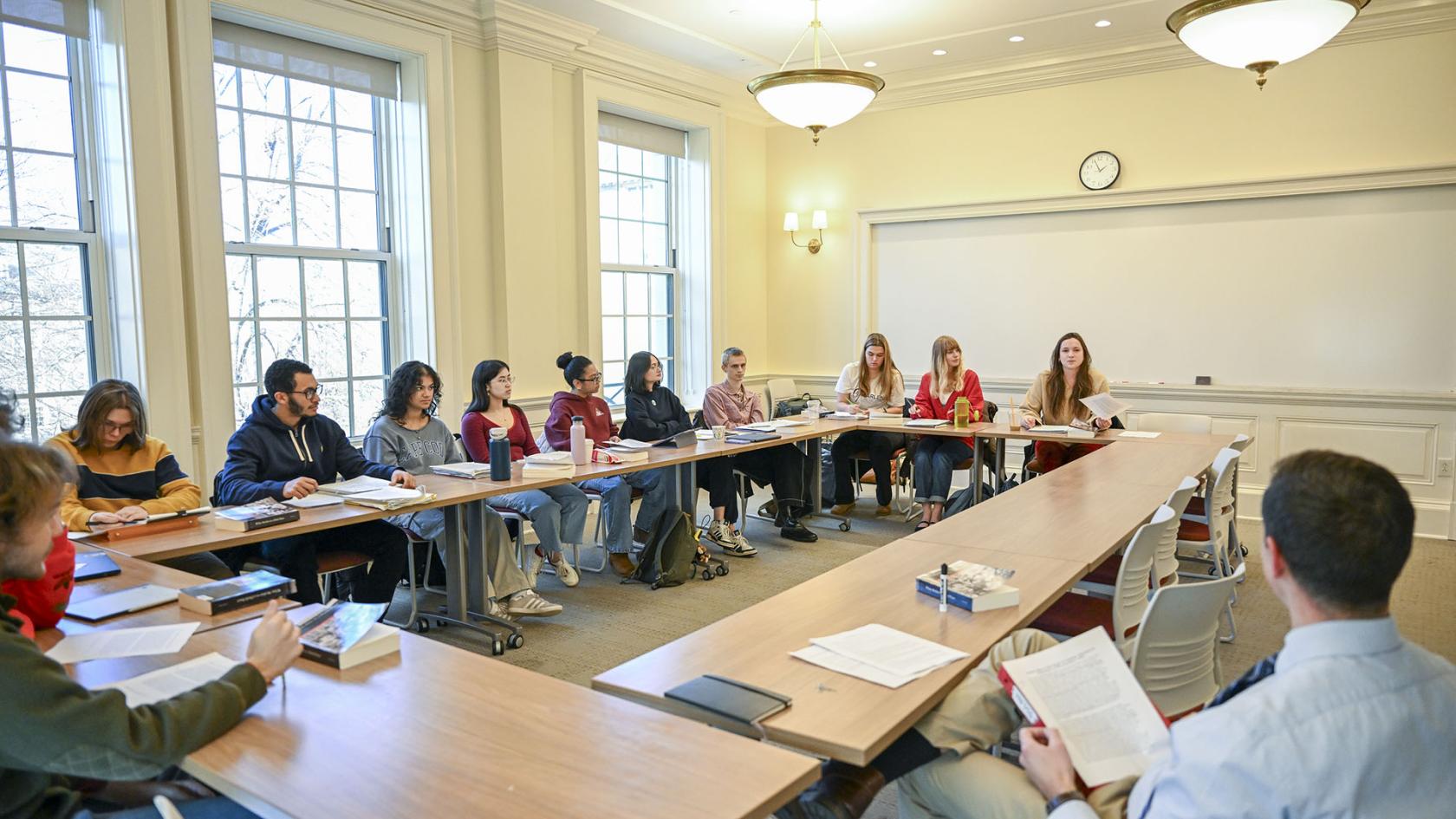 Professor and students in classroom