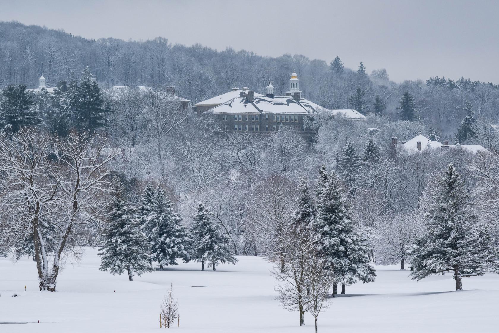 Colgate University campus in winter