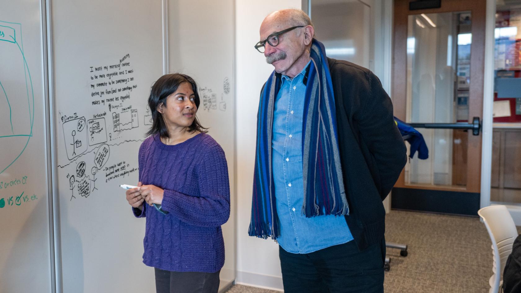David Kelley speaks with a student